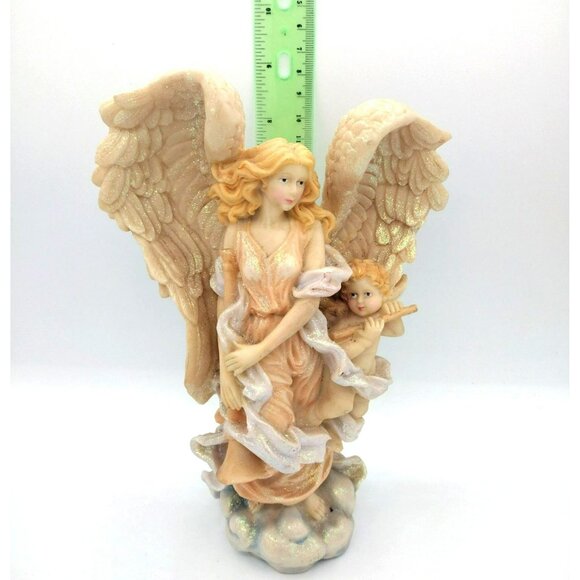 Vintage Glitter Angel Carlton Cards 9.5" Instrument Seraphine On Cloud - Picture 2 of 13